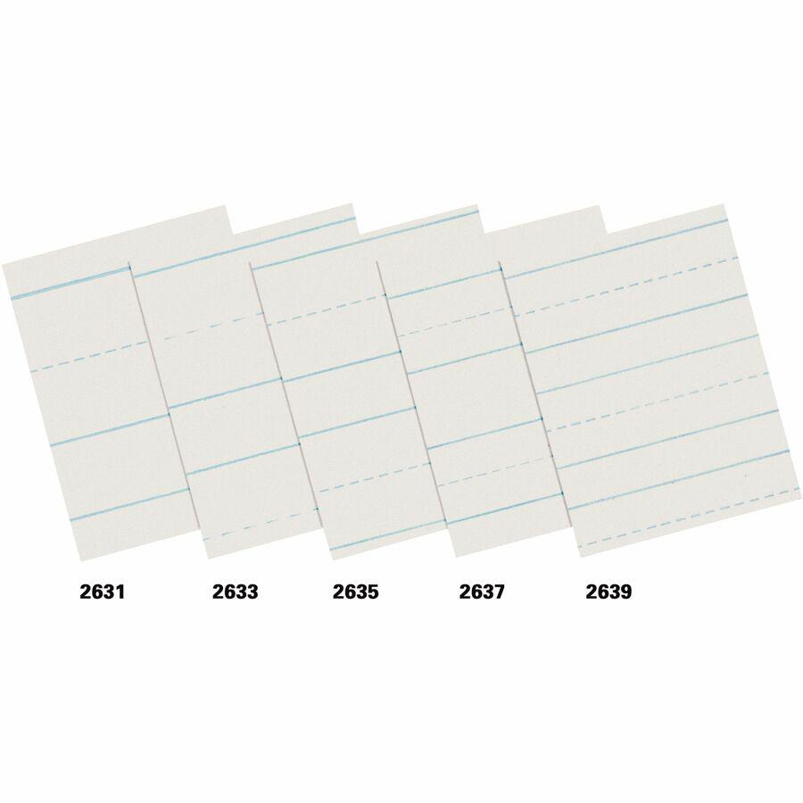 Pacon 2637 Skip-A-Line Newsprint Practice Paper - 500 Sheets - 0.50" Ruled - Letter - 11" x 8 1/2" - White Paper - 1 / Ream. Picture 2