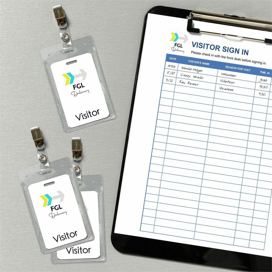 Avery&reg; Heavy-Duty Secure Top Clip-Style Badge Holders - Support 2.25" x 3.50" Media - Portrait - 2.3" x 3.3" - Plastic - 50 / Box - Clear. Picture 3