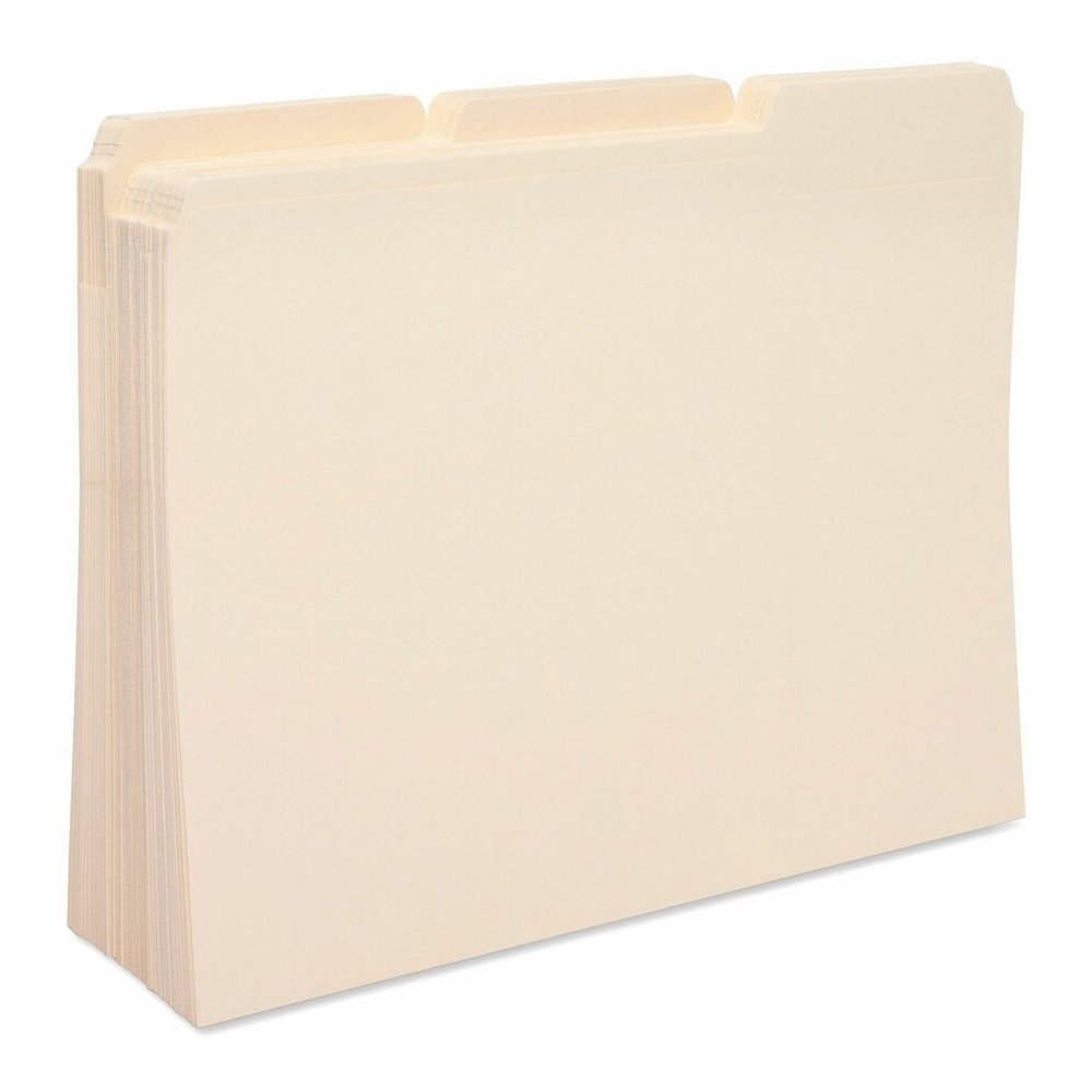 Business Source 1/3 Tab Cut Letter Recycled Top Tab File Folder - 8 1/2" x 11" - 3/4" Expansion - Top Tab Location - Assorted Tab Position - 11 pt. - 1 Plys - Manila - Tab - 10% Recycled - 100 / Box. Picture 2