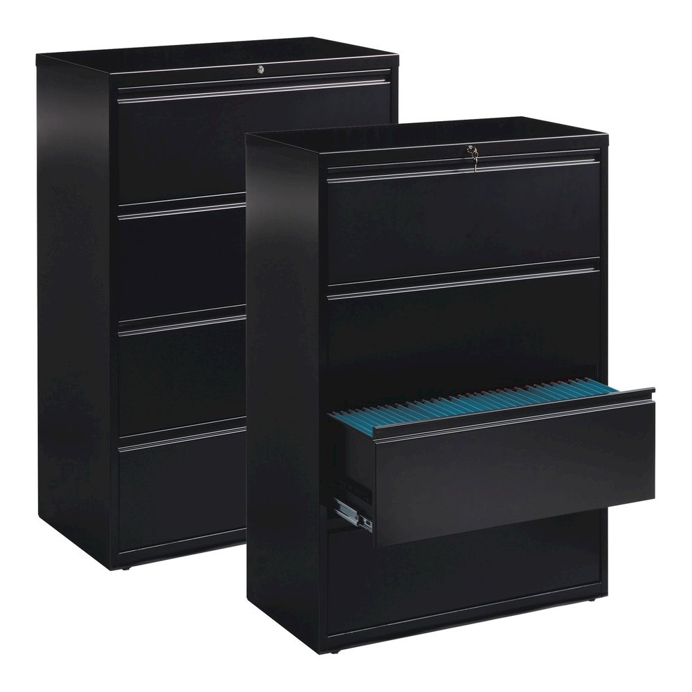 Lorell Fortress Series Lateral File - 36" Width x 18.6" Depth x 52.5" Height - 4 x Drawer(s) for File - Letter, Legal, A4 - Lateral - Ball-bearing Suspension, Leveling Glide, Label Holder, Interlockin. Picture 2