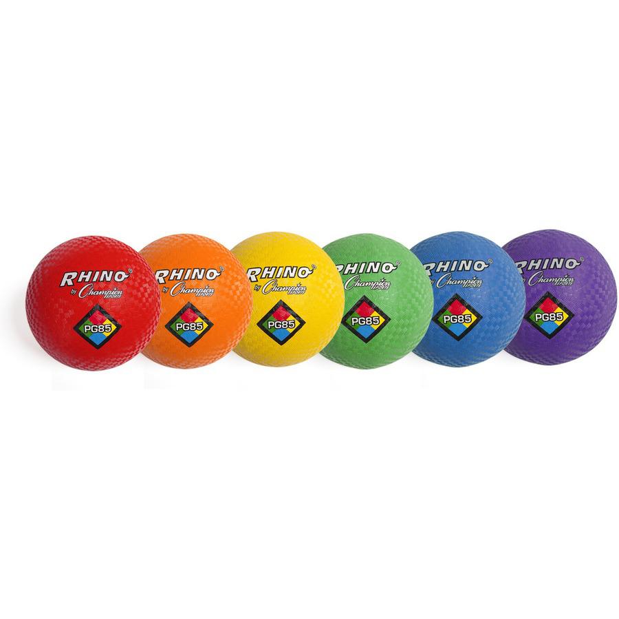 Champion Sports Playground Ball - 8.50" - Nylon - Red, Yellow, Green, Orange, Purple, Royal Blue - 6 / Set. Picture 6