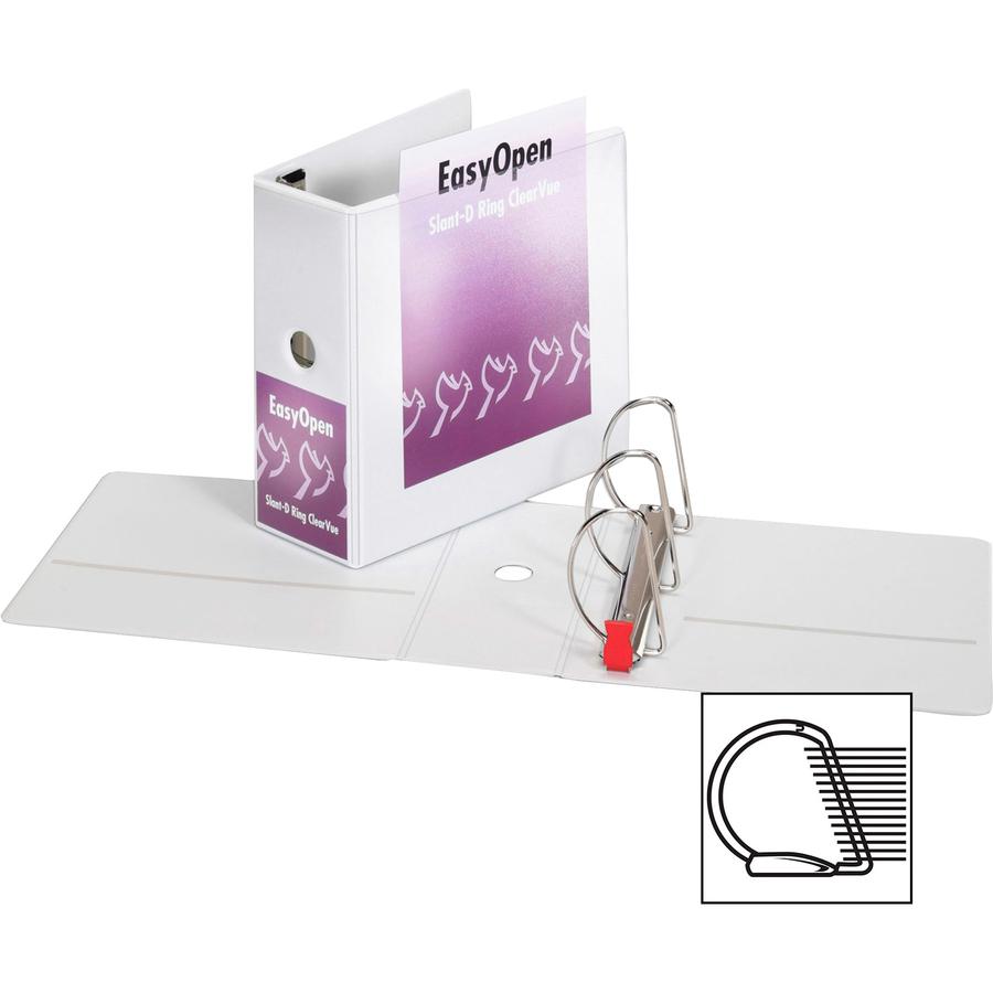 Cardinal EasyOpen Clearvue Slant D-Ring Binders - 5" Binder Capacity - Letter - 8 1/2" x 11" Sheet Size - 925 Sheet Capacity - 4 3/8" Spine Width - 3 x D-Ring Fastener(s) - 2 Inside Front & Back Pocke. Picture 5