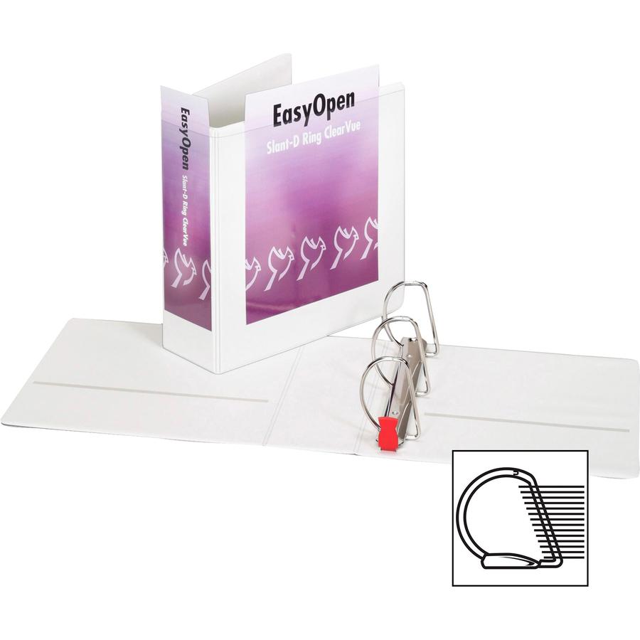 Cardinal EasyOpen Clearvue Slant D-Ring Binders - 4" Binder Capacity - Letter - 8 1/2" x 11" Sheet Size - 775 Sheet Capacity - 3 3/5" Spine Width - 3 x D-Ring Fastener(s) - 2 Inside Front & Back Pocke. Picture 3