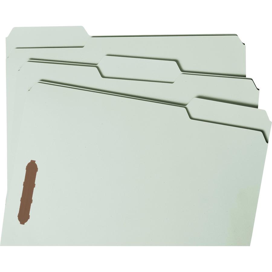 Smead 1/3 Tab Cut Letter Recycled Fastener Folder - 8 1/2" x 11" - 1" Expansion - 2 x 2K Fastener(s) - 2" Fastener Capacity for Folder - Top Tab Location - Right of Center Tab Position - Pressboard - . Picture 7