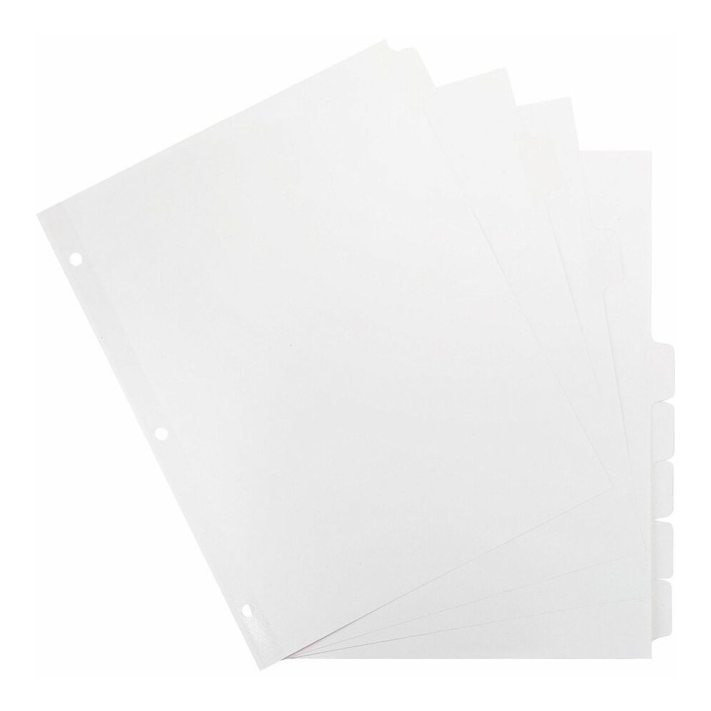 Business Source Punched Laser Index Dividers - 8 Blank Tab(s) - 8 Tab(s)/Set - 8.5" Divider Width x 11" Divider Length - Letter - 3 Hole Punched - White Paper Divider - White Tab(s) - 100% Recycled - . Picture 2