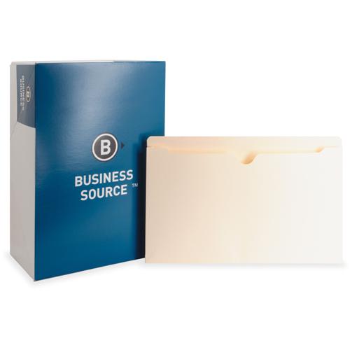 Business Source Straight Tab Cut Legal Recycled File Pocket - 8 1/2" x 14" - 1" Expansion - 11 pt. - Manila - Slip Resistant, Reinforced Tab, Heavyweight Cover - 10% Recycled - 50 / Box. Picture 3