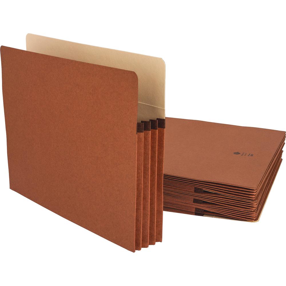 Business Source Straight Tab Cut Letter Recycled File Pocket - 8 1/2" x 11" - 3 1/2" Expansion - Redrope - Redrope - Tyvek Gusset, Tear Proof, Reinforced Gusset, Sturdy, Durable - 30% Recycled - 25 / . Picture 4