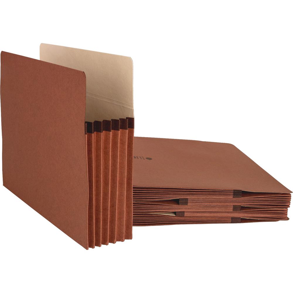 Business Source Straight Tab Cut Letter Yes File Pocket - 8 1/2" x 11" - 1200 Sheets Capacity - 5 1/4" Expansion - Redrope - Tear Proof, Tyvek Gusset, Reinforced Gusset, Sturdy, Durable - 30% Recycled. Picture 4