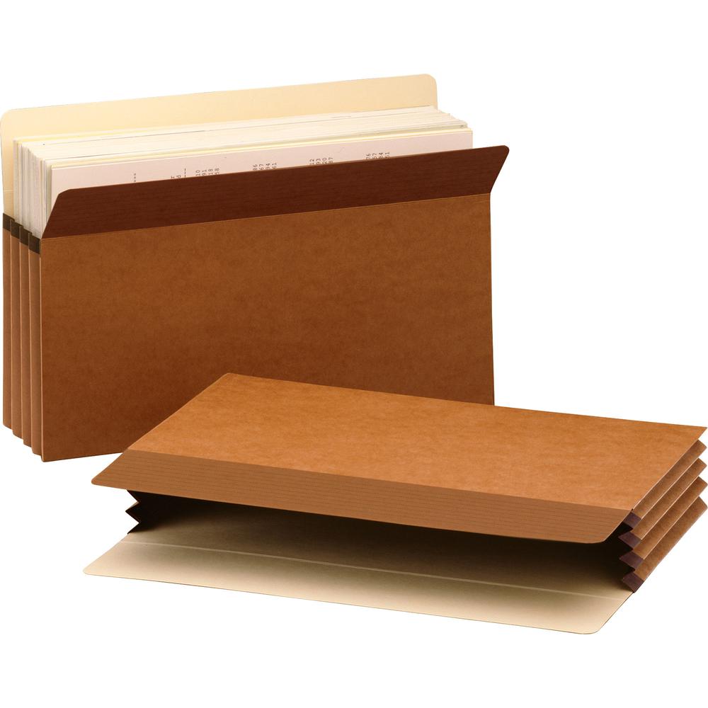 Business Source Straight Tab Cut Legal Recycled File Pocket - 8 1/2" x 14" - 3 1/2" Expansion - Redrope - Redrope - Tear Proof, Tyvek Gusset, Reinforced Gusset - 30% Recycled - 25 / Box. Picture 5