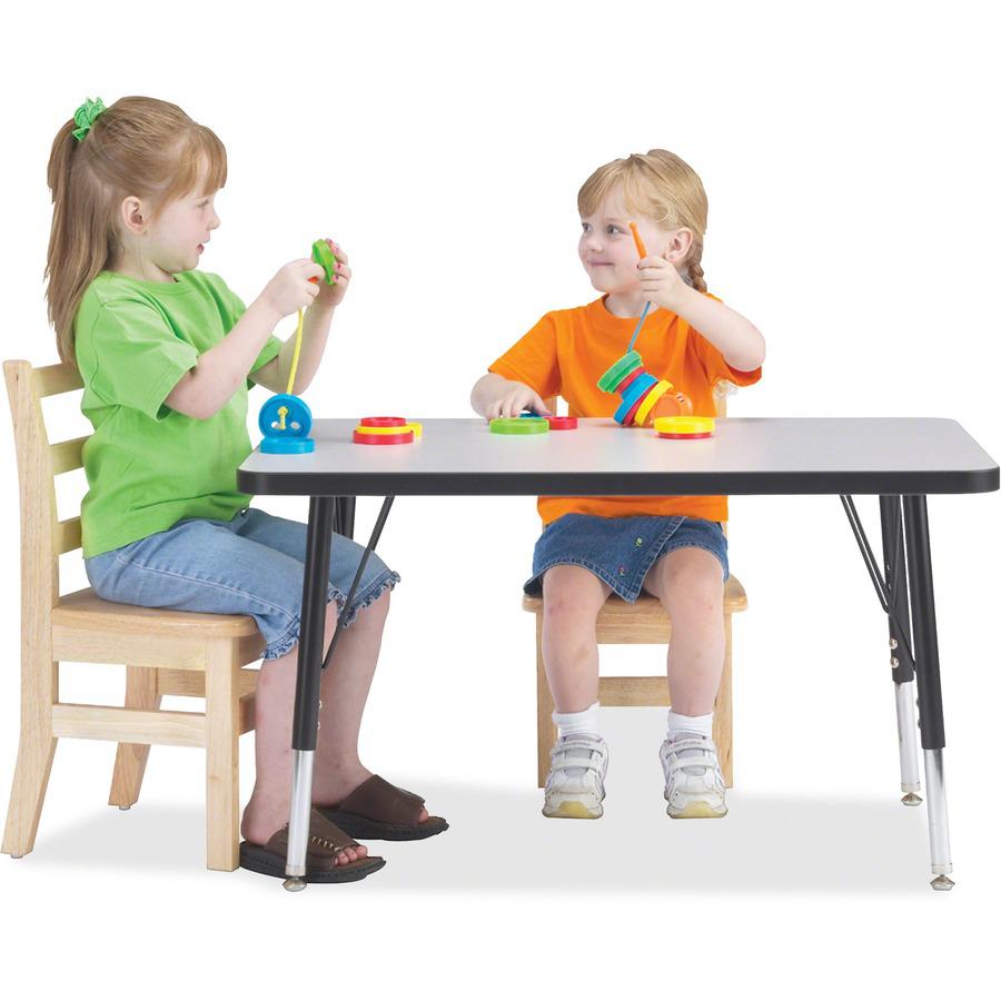Jonti-Craft Berries Elementary Height Color Edge Rectangle Table - Gray Rectangle, Laminated Top - Four Leg Base - 4 Legs - Adjustable Height - 15" to 24" Adjustment - 48" Table Top Length x 24" Table. Picture 4