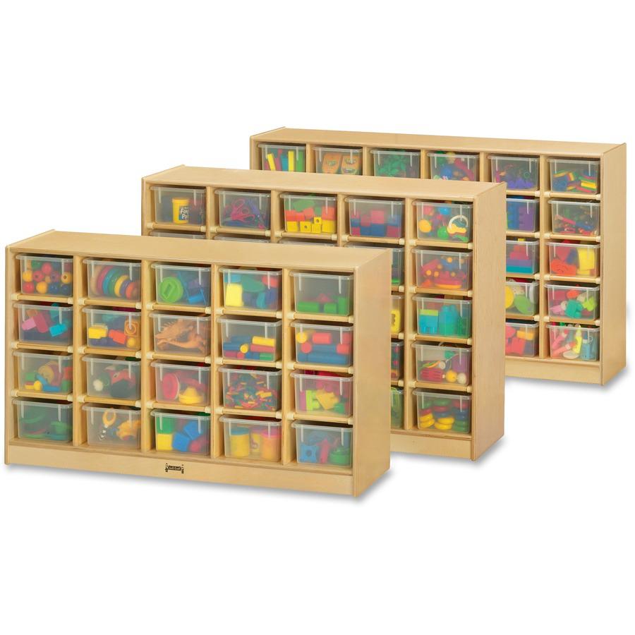 Jonti-Craft Rainbow Accents 25 Cubbie-trays Mobile Storage Unit - 35.5" Height x 48" Width x 15" Depth - Durable - Baltic - Acrylic, Rubber - 1 Each. Picture 4