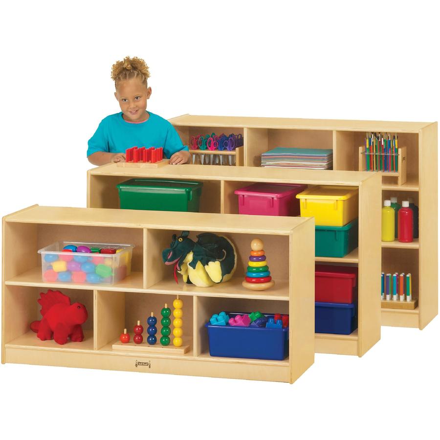 Jonti-Craft Low Single Mobile Storage Unit - 340 - 5 Compartment(s) - 29.5" Height x 48" Width x 15" Depth - Sturdy - Laminate - Wood Grain - Baltic Birch Plywood - 1 Each. Picture 3