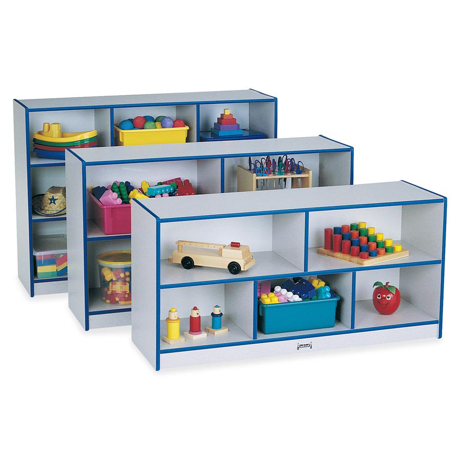Jonti-Craft Rainbow Accents Super-size Mobile Storage - 35.5" Height x 48" Width x 15" DepthFloor - Laminated, Durable, Kick Plate, Built-in Wheels - Teal - Hard Rubber - 1 Each. Picture 9