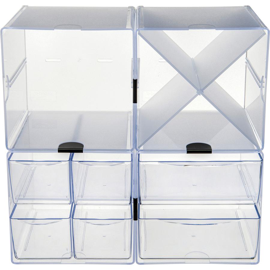 Deflecto Stackable Cube Organizer - 4 Compartment(s) - 6" Height x 6" Width x 7.25" Depth - Desktop - Stackable - Clear - Plastic - 1 Each. Picture 10