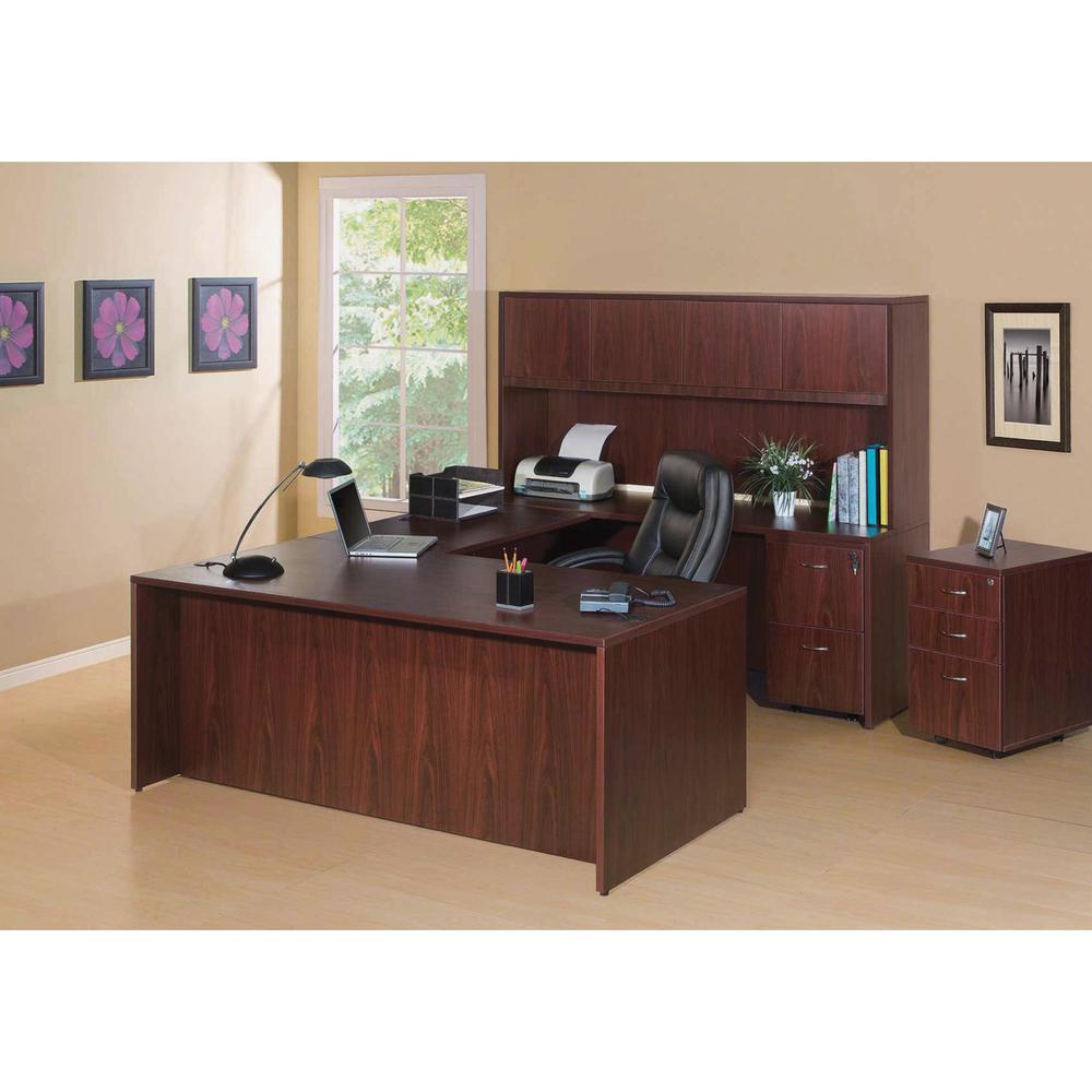 Lorell Essentials Series Credenza Shell - 29.5" Height x 59" Width x 23.6" Depth x 1" Thickness - Finish: Laminate, Mahogany - Grommet, Durable, Adjustable Feet - 1 Each. Picture 6