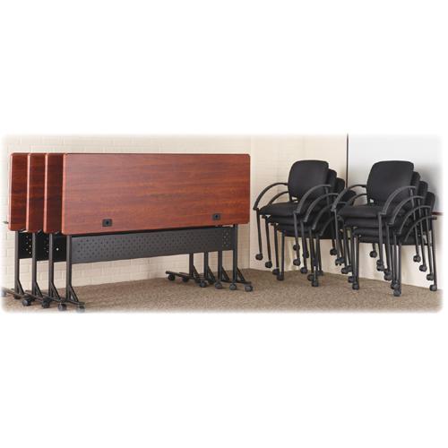 Lorell Upholstered Guest Chair with Arms - Black Seat Color - Black Frame Color - Steel Frame Material - Four-legged Base - Black - Armrest - 2 / Carton. Picture 2