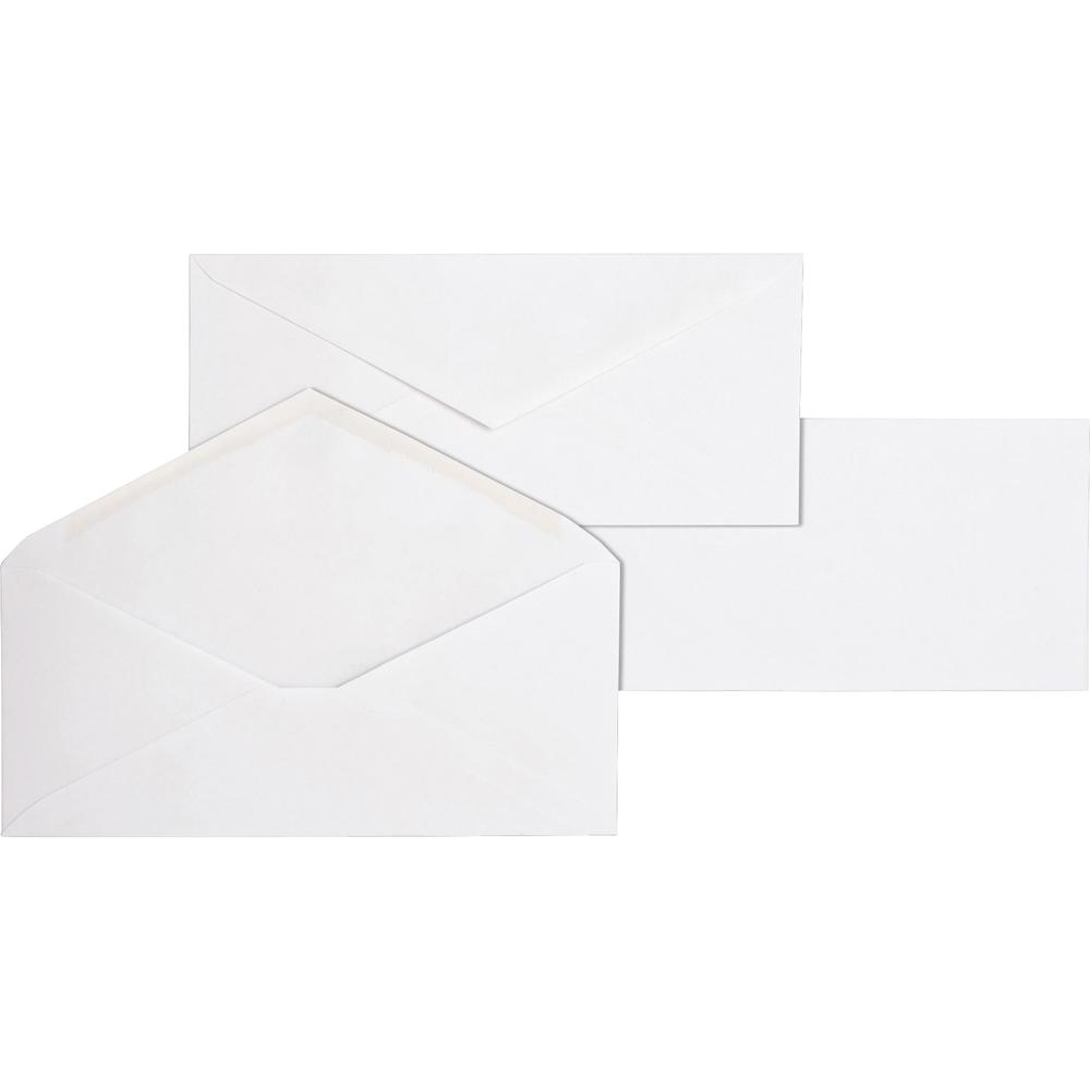 Business Source No. 10 White Wove V-Flap Business Envelopes - Business - #10 - 9 1/2" Width x 4 1/8" Length - 24 lb - Gummed - White - Wove - 500 / Box. Picture 2