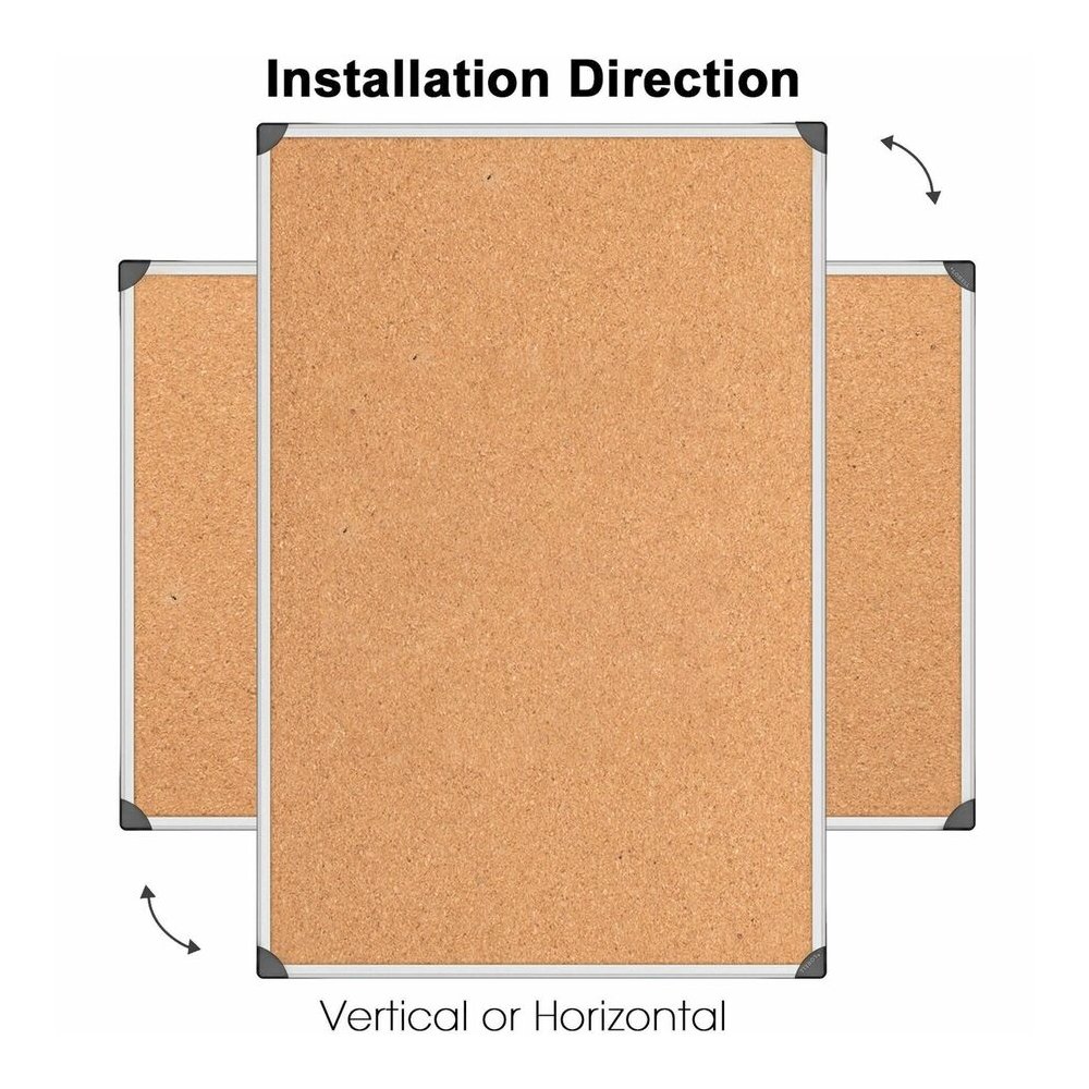 Lorell Corkboard - 48" Board Height x 72" Board Width - Cork Surface - Resist Warping, Durable, Laminated, Resilient - Aluminum Frame - 1 Each. Picture 2