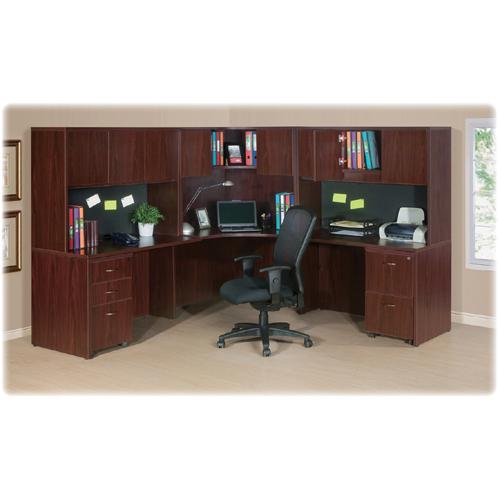 Lorell Essentials Series Rectangular Desk Shell - 29.5" Height x 47.3" Width x 29.5" Depth x 1" Thickness - Finish: Laminate, Mahogany - Grommet, Modesty Panel, Cord Management, Adjustable Feet - 1 Ea. Picture 3