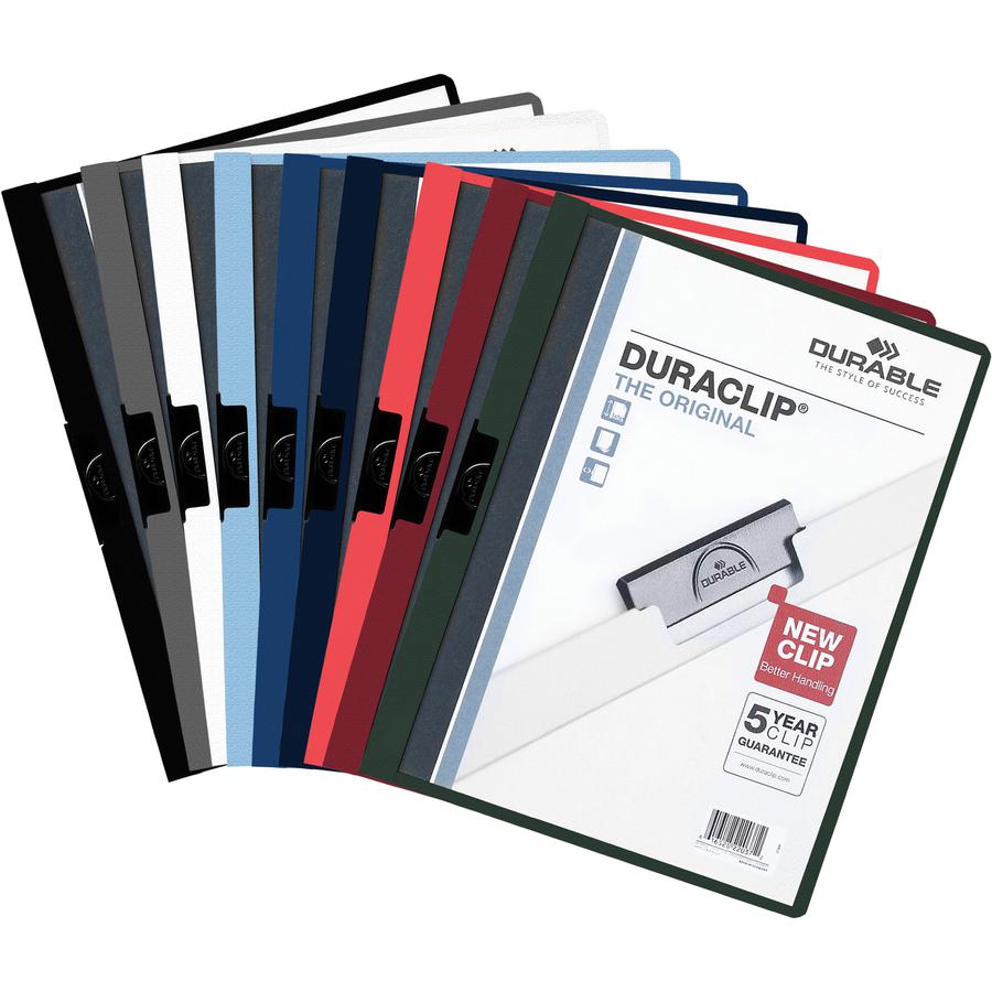 DURABLE DURACLIP Letter No Report Cover - 8 1/2" x 11" - 30 Sheets Capacity - 1 Fastener - Vinyl - Red - 25 / Box. Picture 4