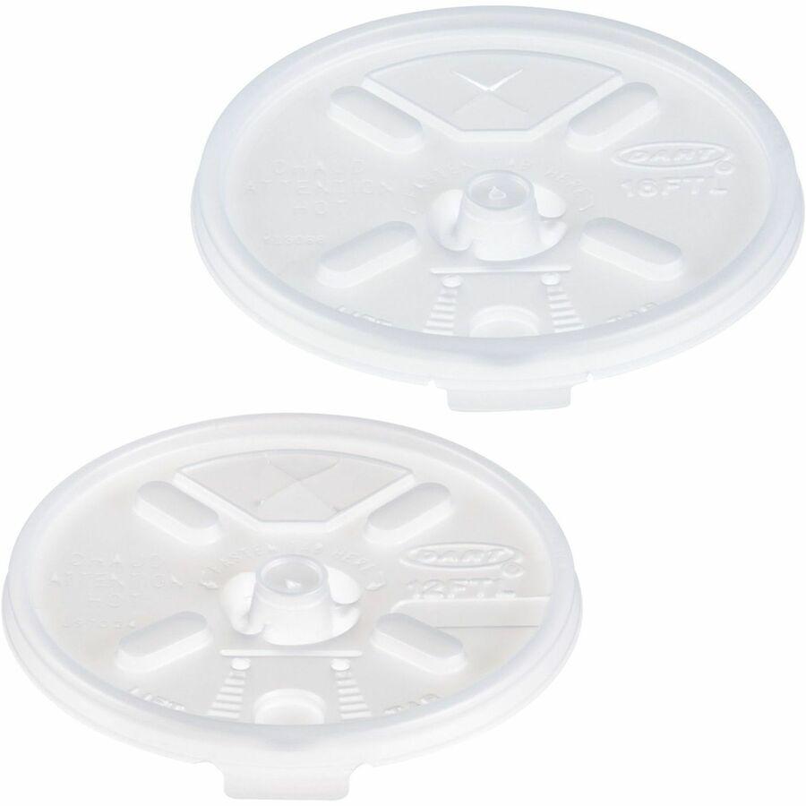 Dart Lift-n-Lock Coffee Cup Clear Lids - Dome - Plastic - White, Translucent - 100/Bag - 10 / Carton. Picture 2