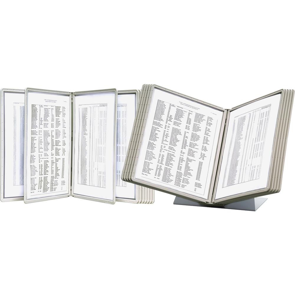 DURABLE&reg; VARIO&reg; Antimicrobial Desktop Reference Display System - Desktop - 10 Double Sided Panels - Letter Size - Antimicrobial Polypropylene Sleeves - Anti-Reflective/Non-Glare - Gray. Picture 2