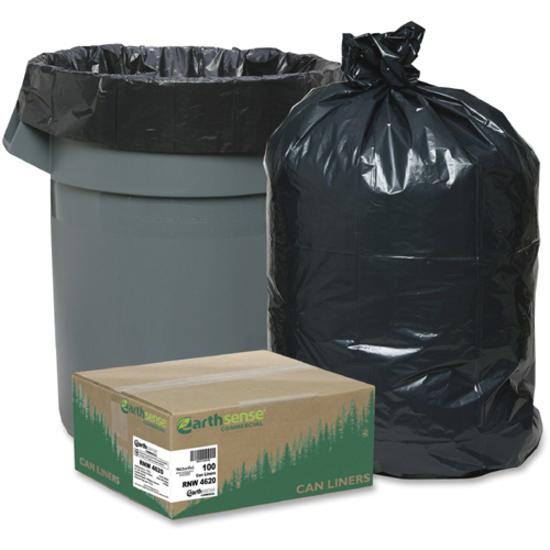 Berry Reclaim Heavy-Duty Recycled Can Liners - Large Size - 45 gal Capacity - 46" Length x 40" Width x 2 mil (51 Micron) Thickness - Black - Plastic - Can - Recycled - 100 / Carton. Picture 2