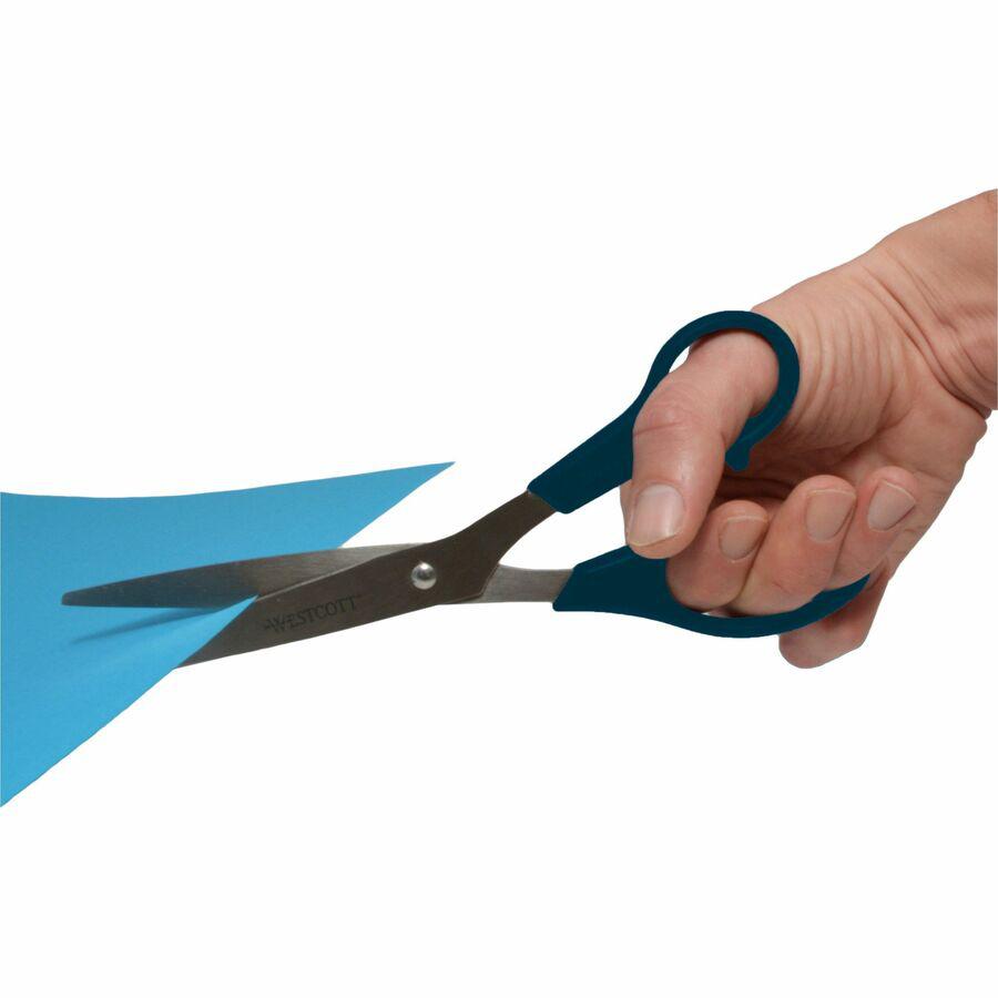 Westcott All Purpose 8" Scissors - 3.50" Cutting Length - 8" Overall Length - Left/Right - Stainless Steel - Pointed Tip - Black - 1 Each. Picture 3