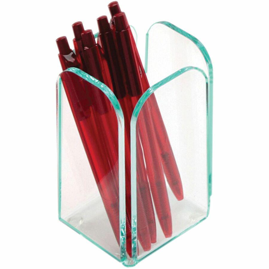 Lorell Desktop Pencil Cup - Acrylic - 1 Each - Green, Transparent. Picture 3