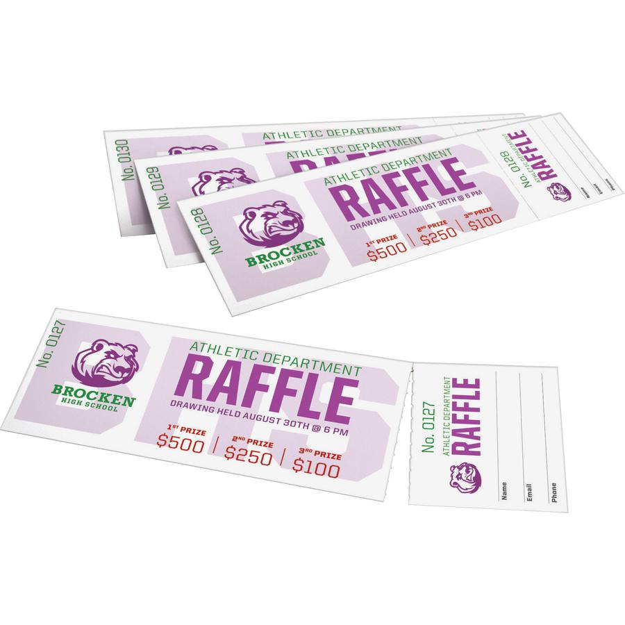 Avery&reg; Event Tickets with Tear-Away Stubs for Laser and Inkjet Printers, 1¾" x 5½" - 1 3/4" Width x 5 1/2" Length - Laser, Inkjet - Matte White - 20 / Sheet - 200 / Pack. Picture 3