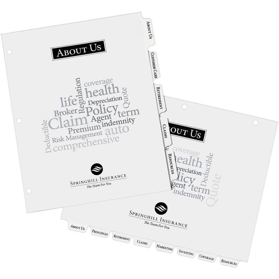 Avery&reg; Customizable Print-On Dividers - 125 x Divider(s) - Print-on Tab(s) - 5 - 5 Tab(s)/Set - 8.5" Divider Width x 11" Divider Length - 3 Hole Punched - White Paper Divider - White Paper Tab(s) . Picture 3