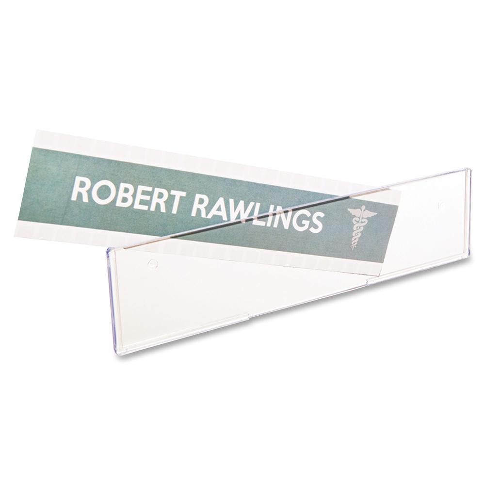 Deflecto Cubicle Nameplate Sign Holder - 8.5" Width x 2" Height - Rectangular Shape - Wall Mountable - Insertable, Magnetic - Plastic - Clear, Clear - 1 Each. Picture 10