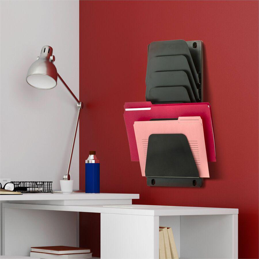 Officemate Wall File Holder - 7 Compartment(s) - 22.4" Height x 9.5" Width x 2.9" Depth - Black - Plastic - 1 Each. Picture 5