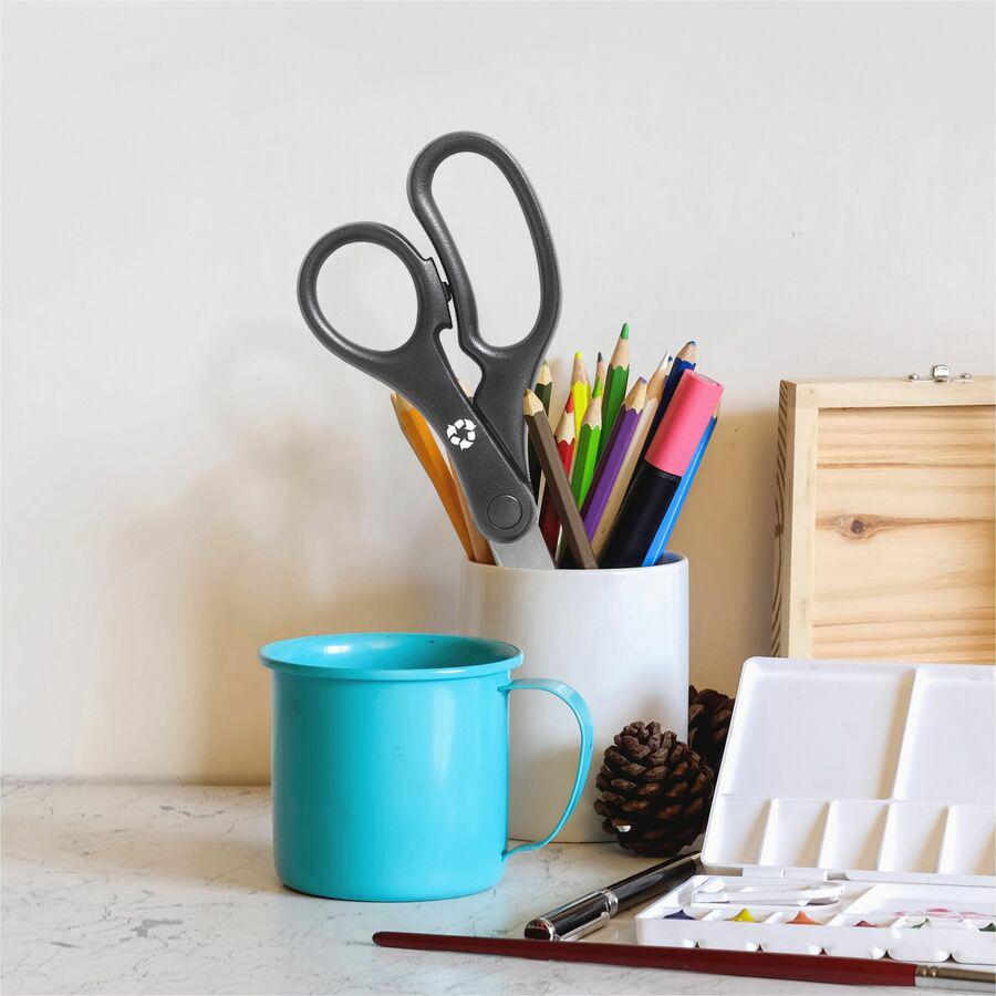 Westcott KleenEarth 8" Basic Recycled Straight Scissors - 8" Overall Length - Straight - Stainless Steel - Black - 3 / Pack. Picture 3