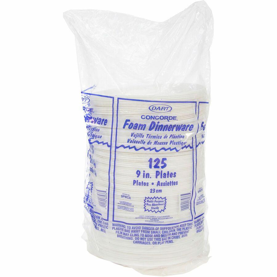 Dart Concorde 9" Nonlaminated Foam Plates - 125.0 / Bag - 9" Diameter - Foam Body - 4 / Carton. Picture 2
