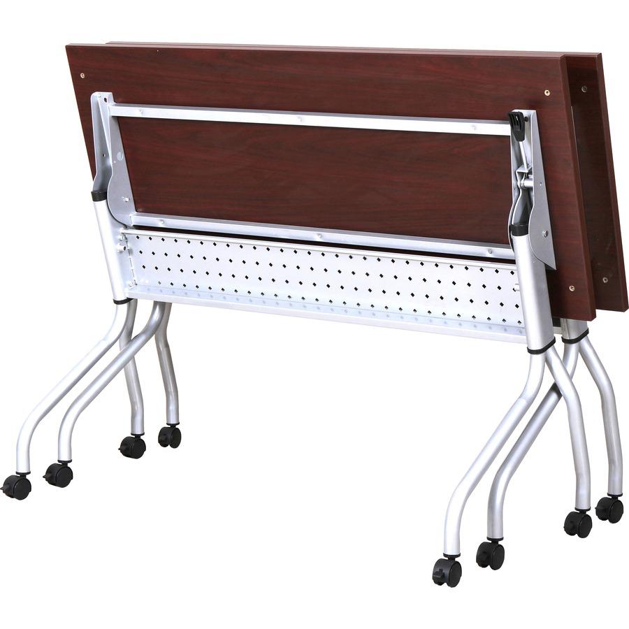 Lorell Flip Top Training Table - Rectangle Top - Four Leg Base - 4 Legs - 23.60" Table Top Width x 60" Table Top Depth - 29.50" Height x 59" Width x 23.63" Depth - Training - Assembly Required - Mahog. Picture 8