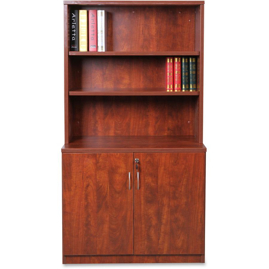 Lorell Essentials Series 2-Door Storage Cabinet - 36" Width x 22.5" Depth x 29.5" Height - 2 x Door(s) - Cherry - Laminated - Melamine Faced Chipboard (MFC) - Assembly Required. Picture 5