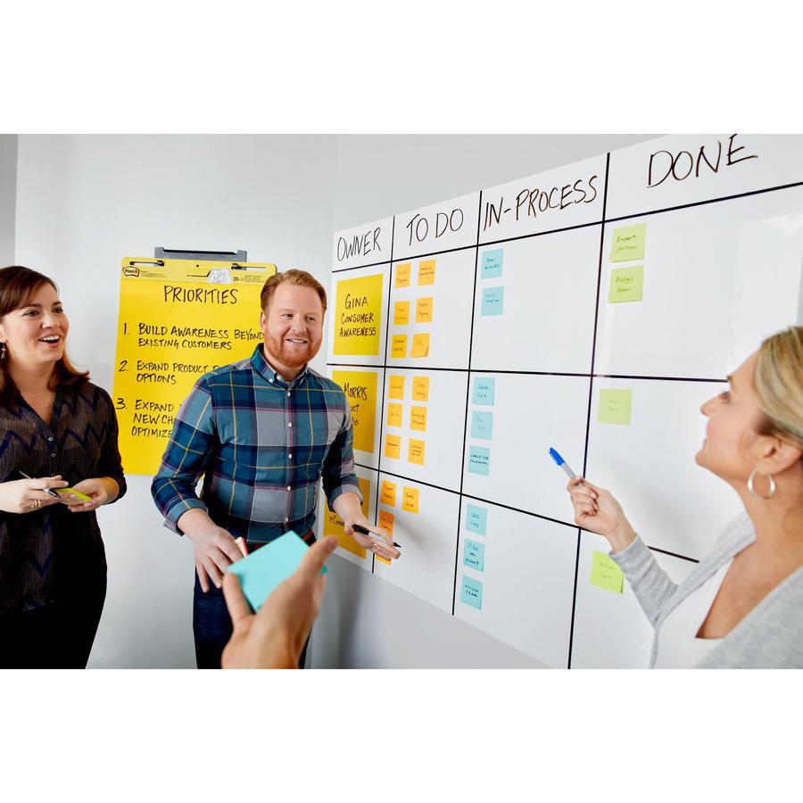 Post-it&reg; Self-Stick Dry-Erase Film Surface - White Surface - 24" (2 ft) Width x 36" (3 ft) Length - White Film - Rectangle - Flexible, Stain Resistant, Self-stick - 1 / Pack. Picture 14