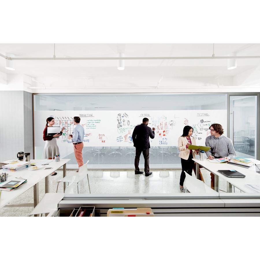 Post-it&reg; Self-Stick Dry-Erase Film Surface - White Surface - 36" (3 ft) Width x 48" (4 ft) Length - White Film - Rectangle - Flexible, Stain Resistant, Self-stick - 1 / Pack. Picture 12
