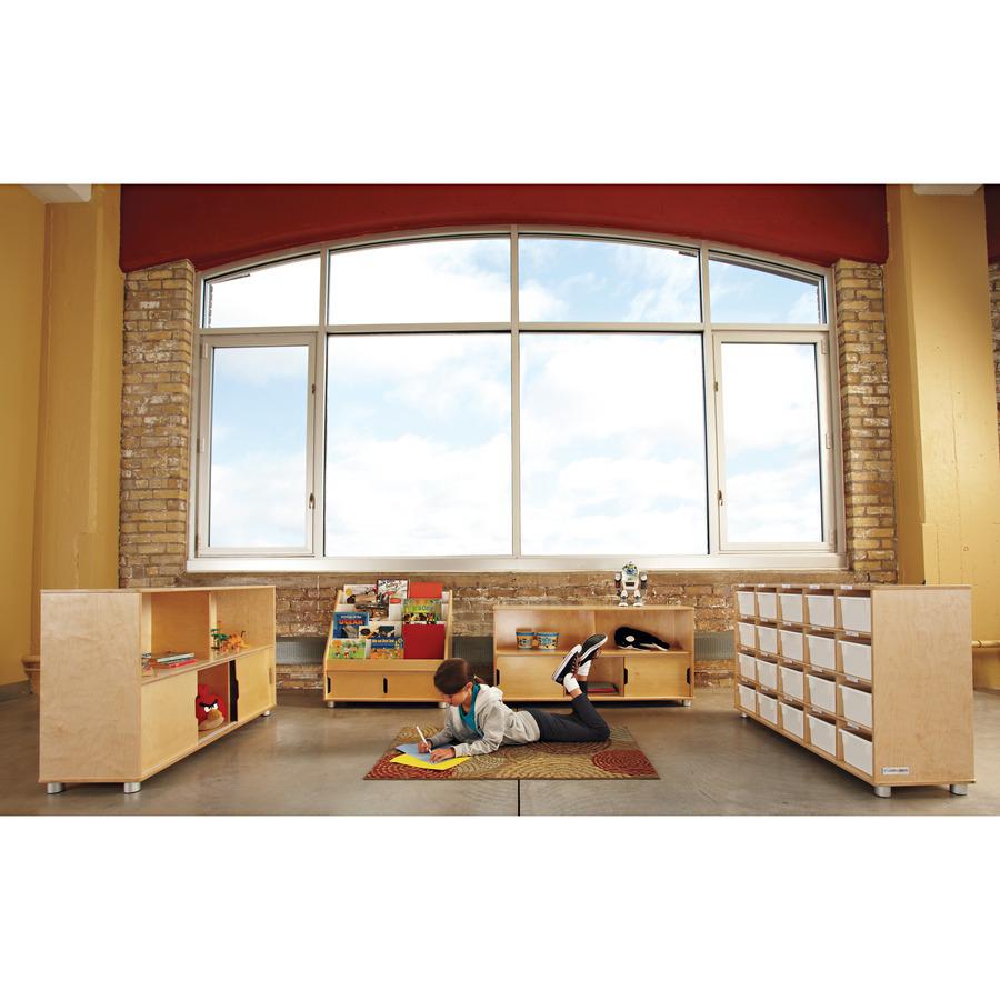 Jonti-Craft TrueModern Storage Shelves - 24" Height x 48.5" Width x 15" Depth - Durable, Yellowing Resistant, Rounded Corner, Sliding Door - UV Acrylic - Baltic - Anodized Aluminum, Baltic Birch - 1 E. Picture 6