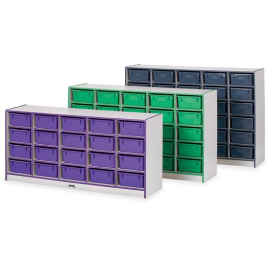 Jonti-Craft Rainbow Accents Mobile Tub Bin Storage - 30 Compartment(s) - 42" Height x 60" Width x 15" Depth - Durable, Laminated - Blue - Hard Rubber - 1 Each. Picture 3
