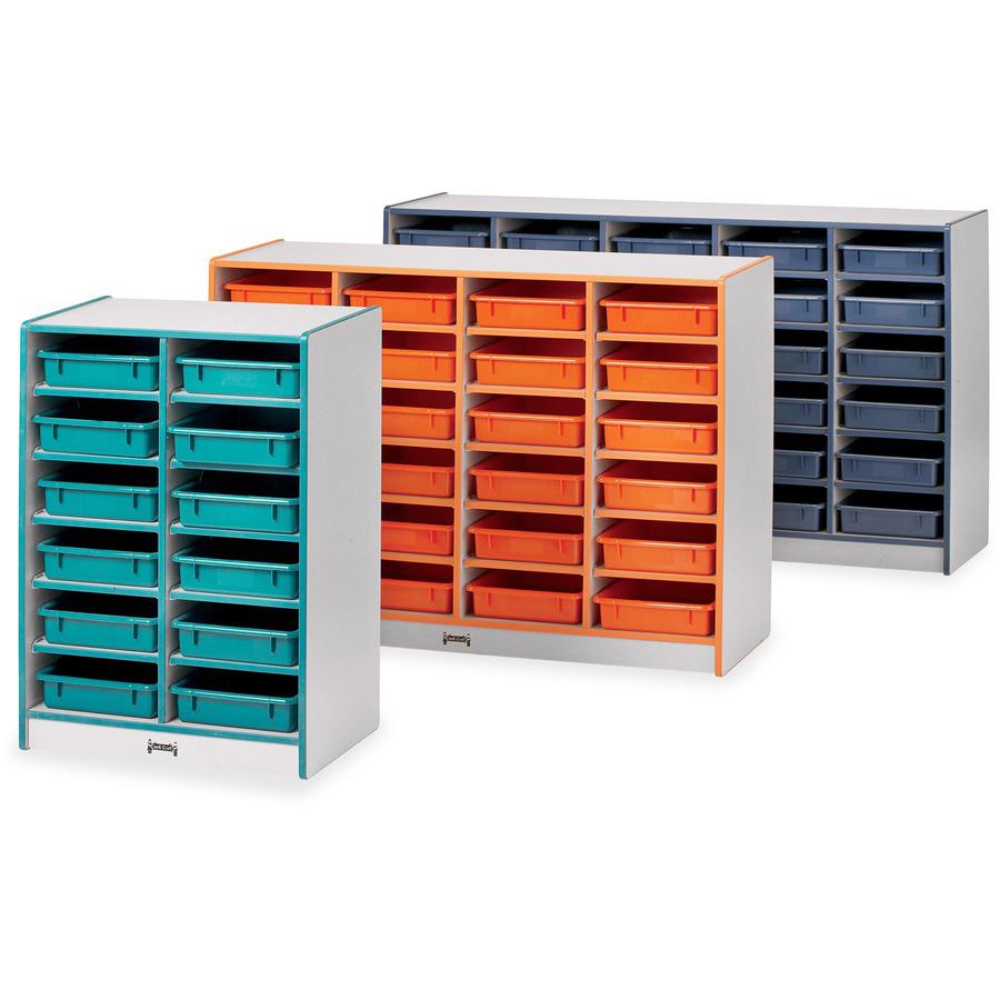 Jonti-Craft Rainbow Accents Mobile Paper-Tray Storage - 30 Compartment(s) - 35.5" Height x 60" Width x 15" Depth - Chip Resistant, Laminated - Purple - Rubber - 1 Each. Picture 4