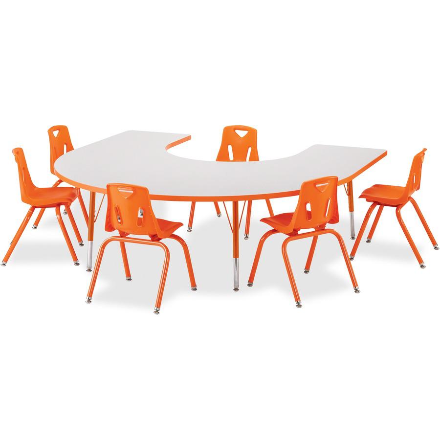 Jonti-Craft Berries Prism Horseshoe Student Table - Laminated Horseshoe-shaped, Purple Top - Four Leg Base - 4 Legs - Adjustable Height - 24" to 31" Adjustment - 66" Table Top Length x 60" Table Top W. Picture 4
