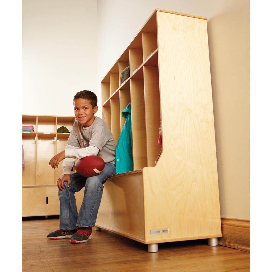 Jonti-Craft TrueModern 5-space Metal Coat Hook Cubbie Locker - 5 Compartment(s) - 50" Height x 48.5" Width x 17.5" Depth - Hanging Hook, Sliding Door, Durable, Rounded Corner - Baltic - Anodized Alumi. Picture 5