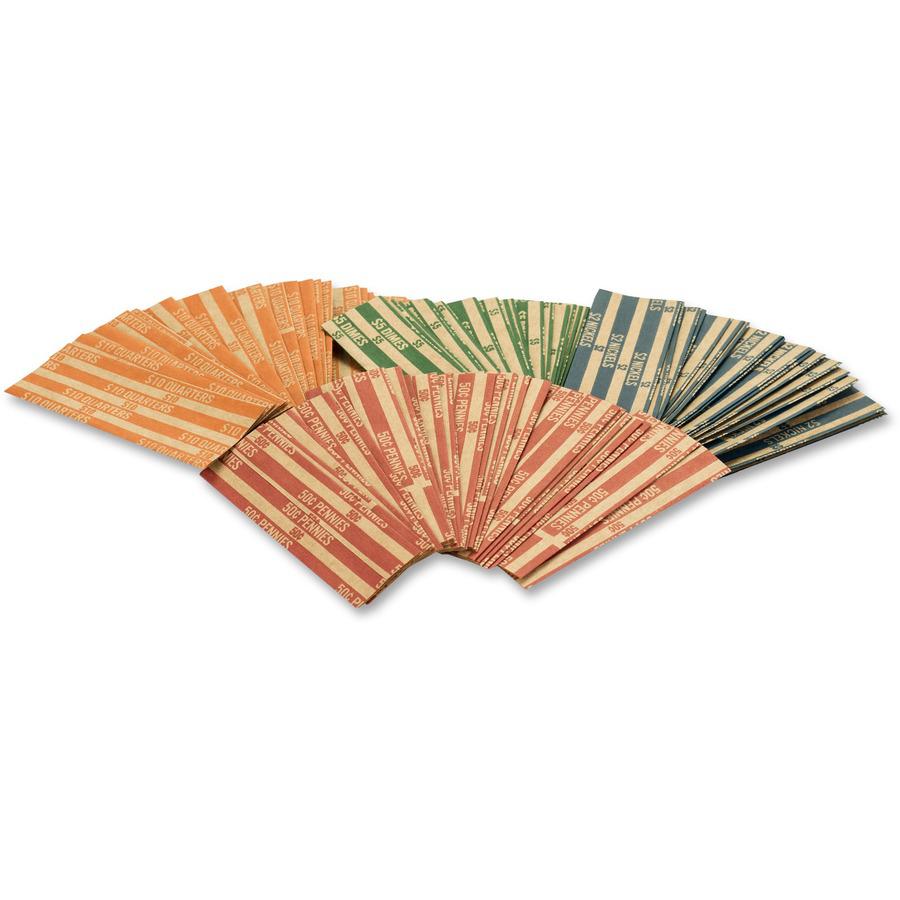 PAP-R Flat Coin Wrappers - Total $0.50 in 50 Coins of 1¢ Denomination - Heavy Duty - Paper - Red - 1000 / Box. Picture 2