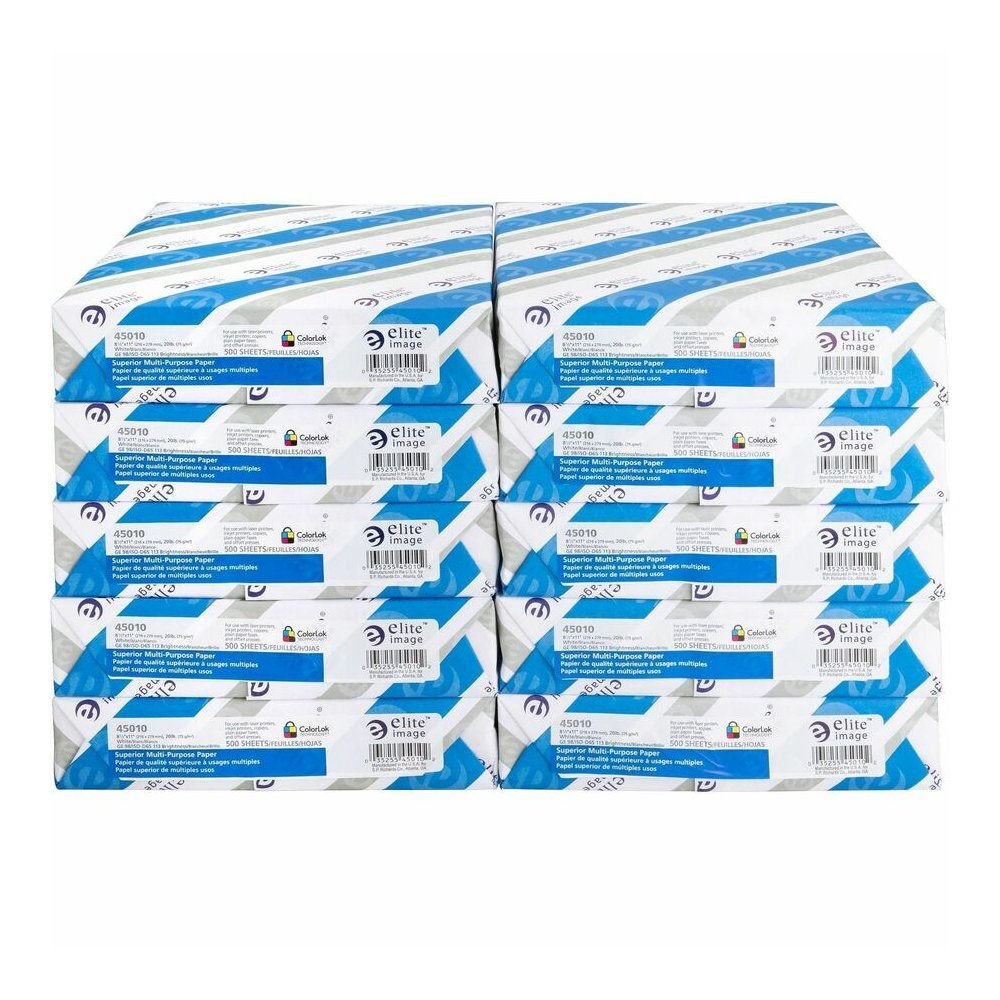 Elite Image Superior Multipurpose Paper - White - 98 Brightness - Letter - 8 1/2" x 11" - 20 lb Basis Weight - Sustainable Forestry Initiative (SFI) - Bright White - 500/Pack - 40 / Pallet. Picture 2