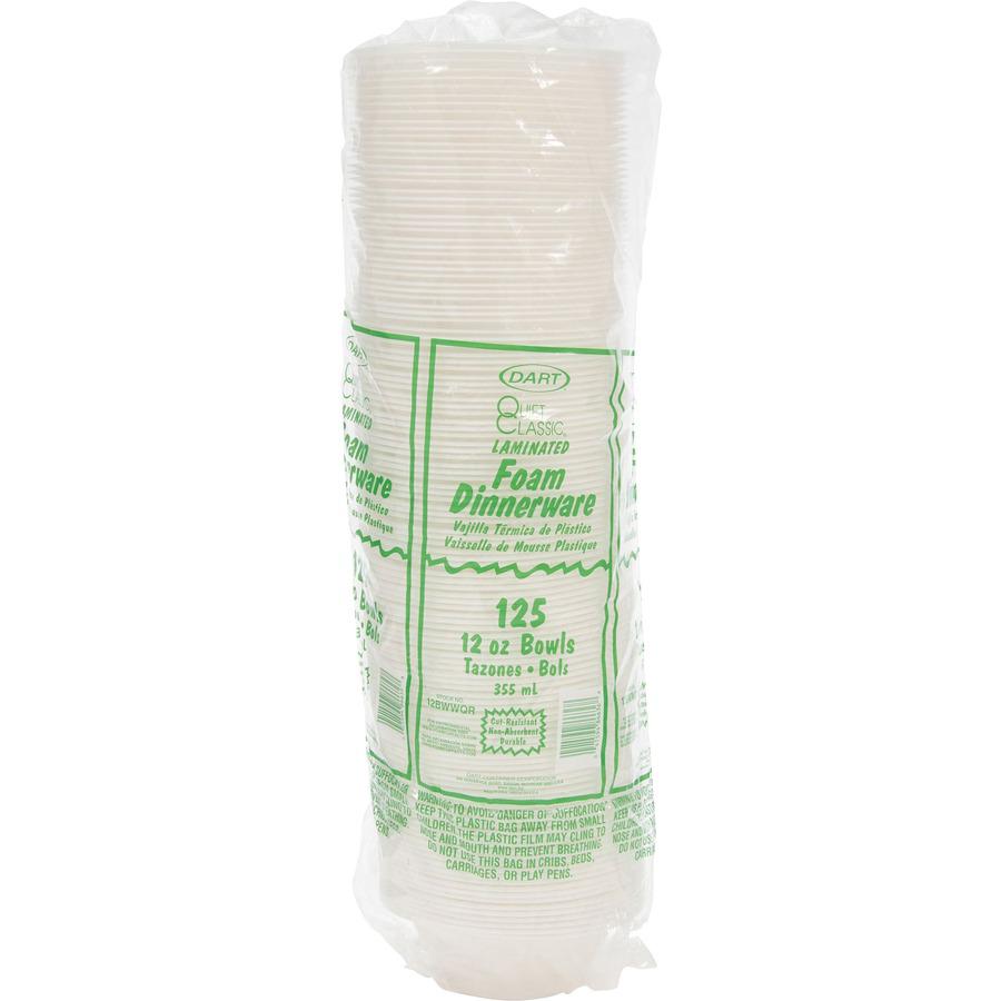 Dart Quiet Classic 12 oz Laminated Foam Bowls - Plastic, Foam Body - 125 / Pack. Picture 2