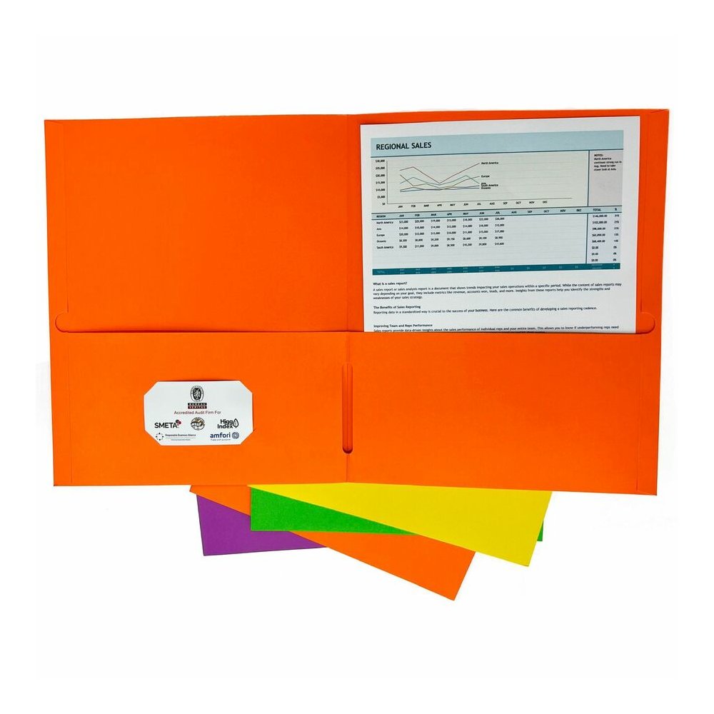 Sparco Letter Pocket Folder - 8 1/2" x 11" - 2 Internal Pocket - Leatherette - Assorted - 25 / Box. Picture 2