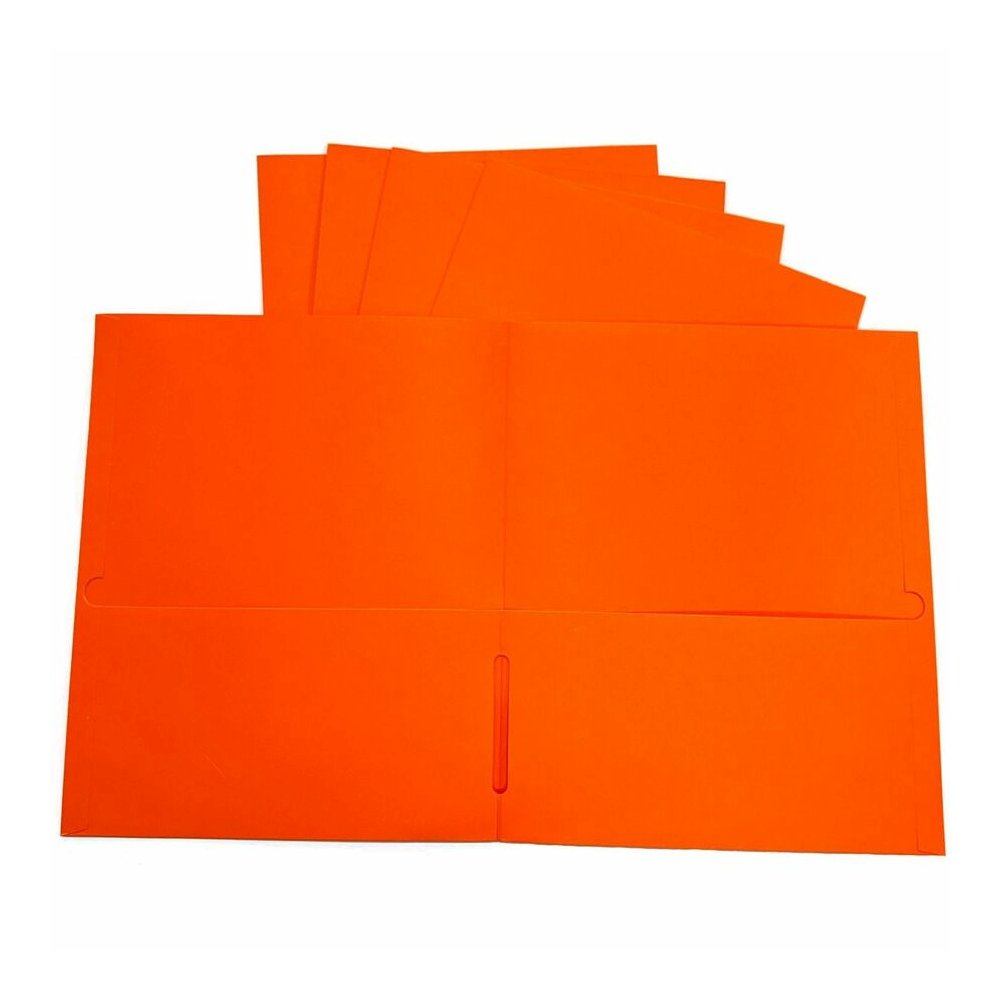 Sparco Letter Pocket Folder - 8 1/2" x 11" - 2 Internal Pocket - Orange - 1 Box. Picture 2