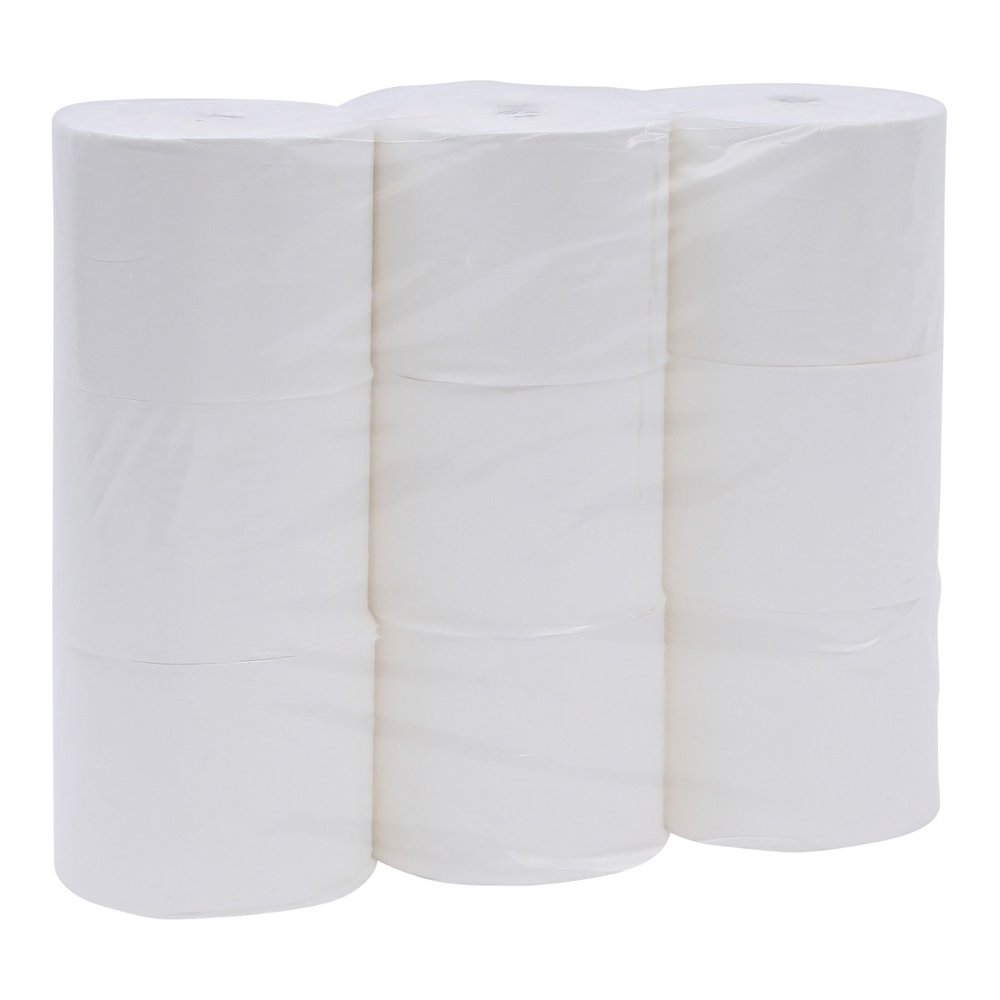 Genuine Joe Solutions Double Capacity Bath Tissue - 2 Ply - 1000 Sheets/Roll - 45/64" Core - White - Virgin Fiber - 36 / Carton. Picture 4